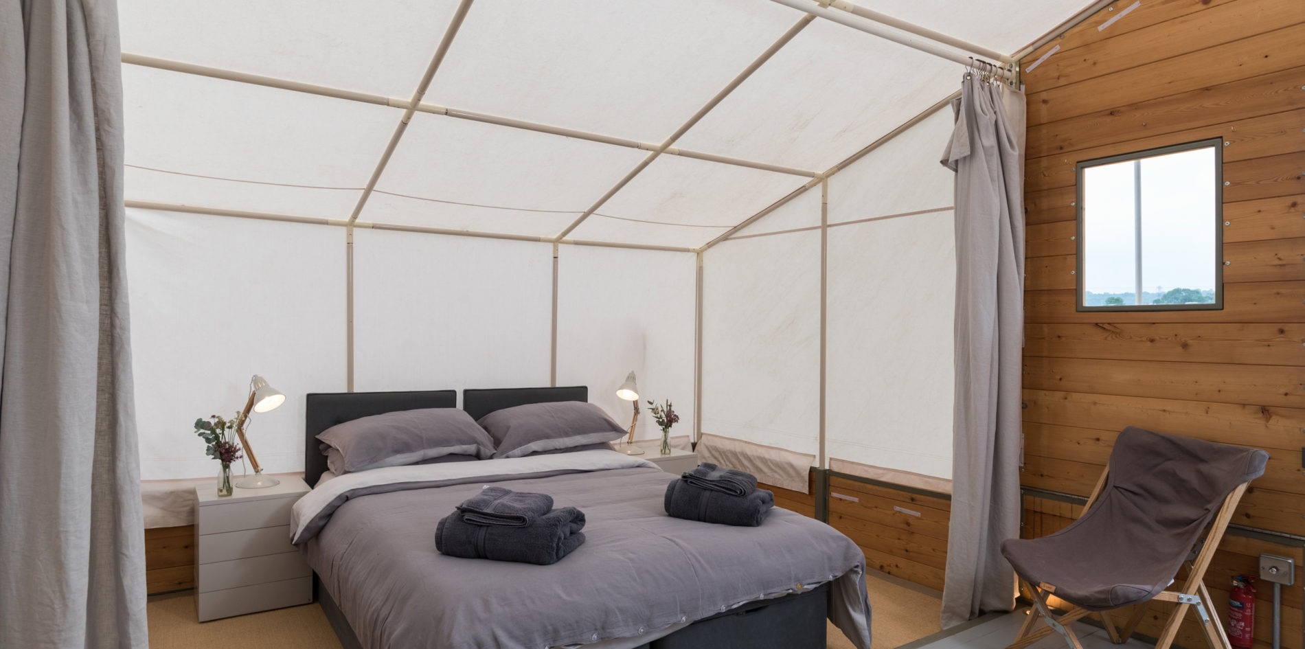 sleeping area details - luxury suite luxury camping accommodation