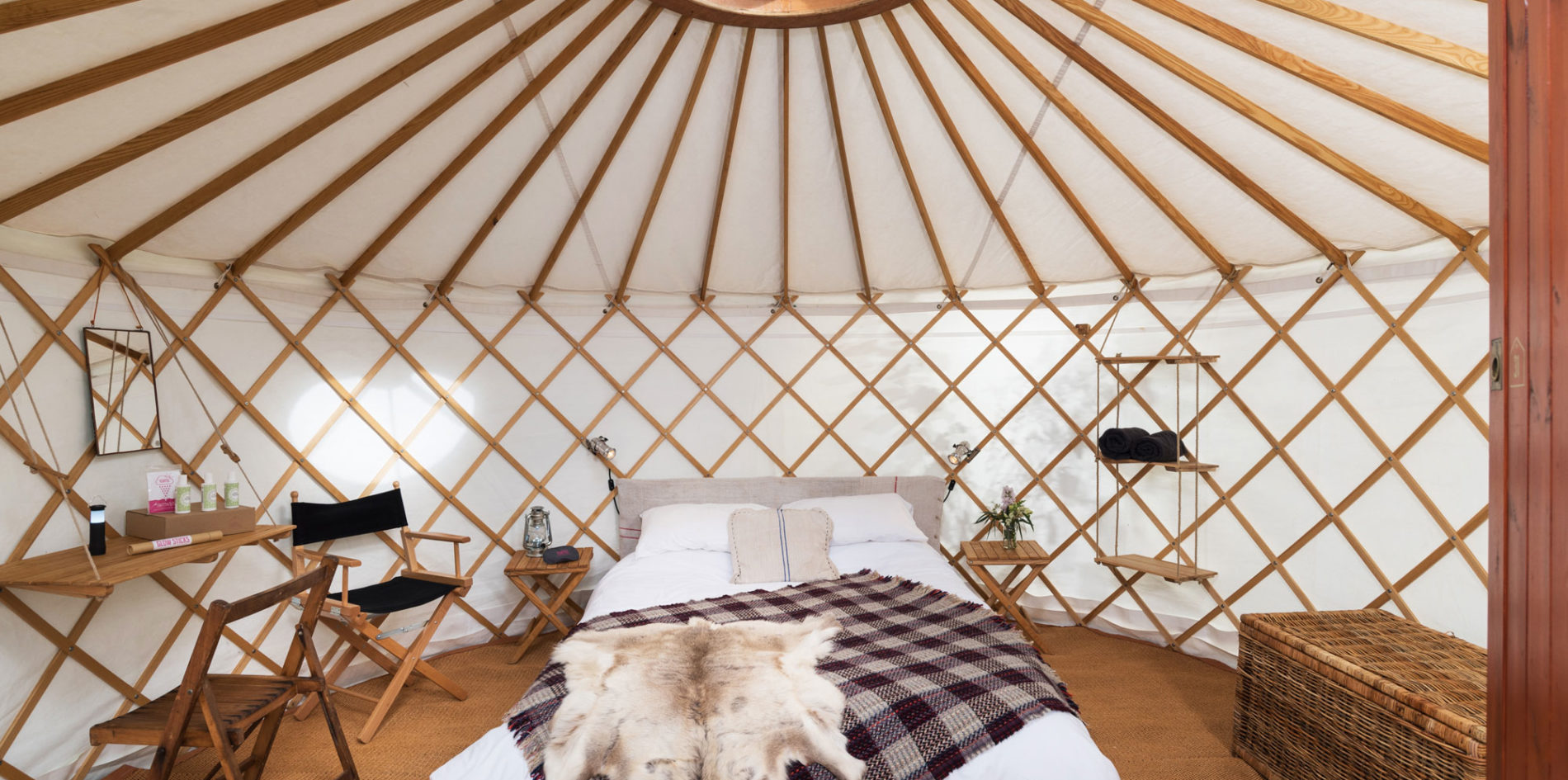 sleeping area details - luxury yurt camping accommodation