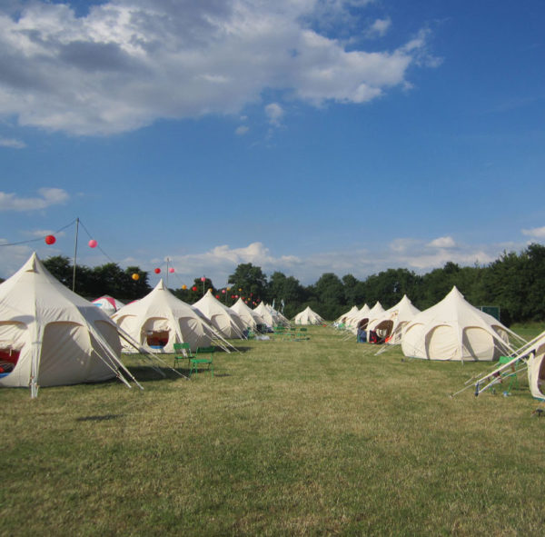 glampsite rows of tents